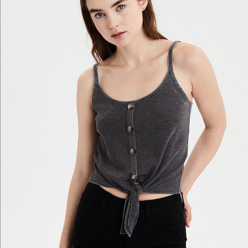 American Eagle front tie buttoned down tank